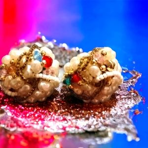 Vintage Pearl bejeweled Earrings made in Japan